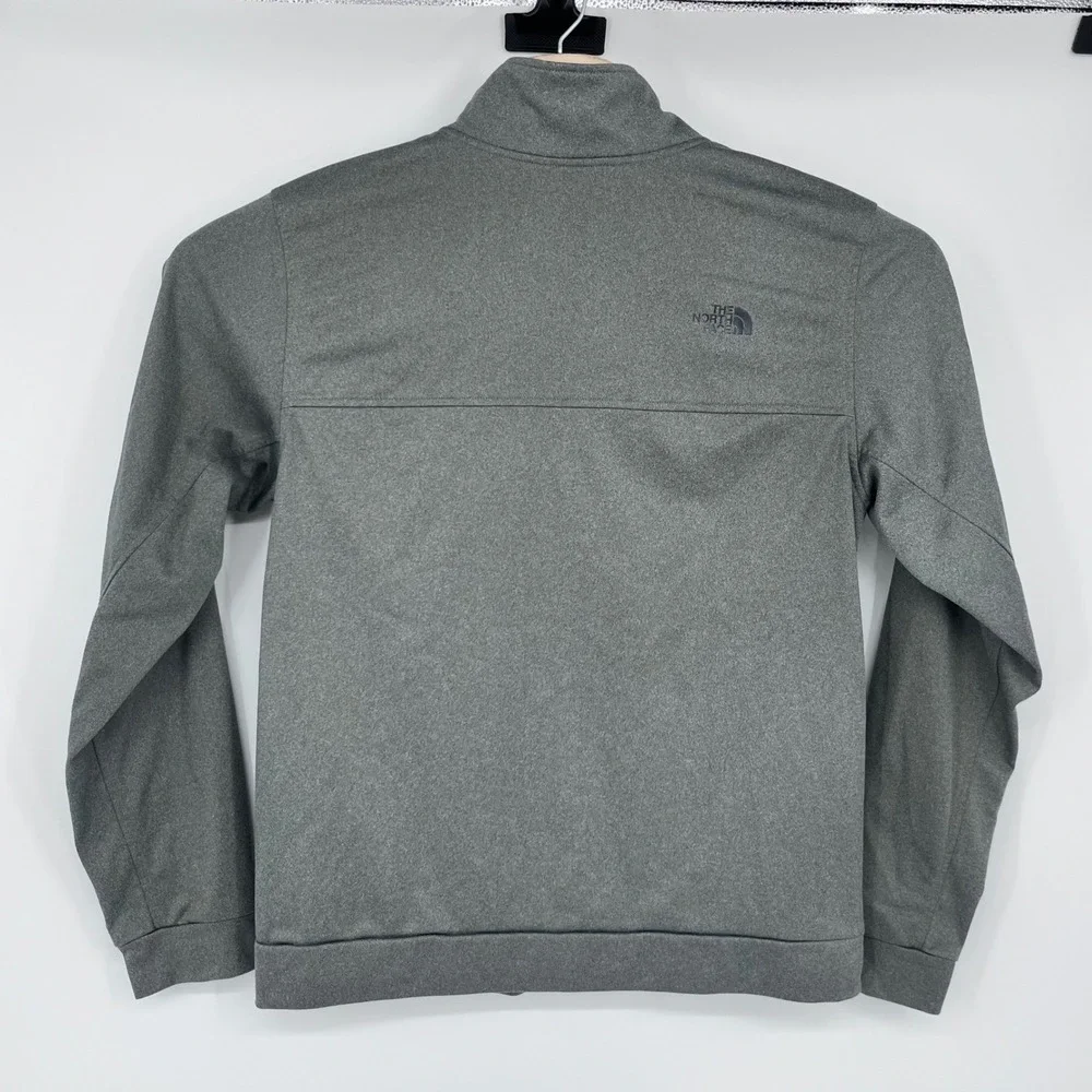 The North Face Track Jacket Mens Medium Grey Full Zip Mock Neck Logo Hiking